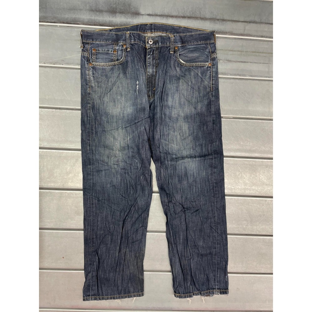 Levis 569 Jeans Mens 39X30 Blue Medium Wash‎ Denim Loose Straight Leg Distressed